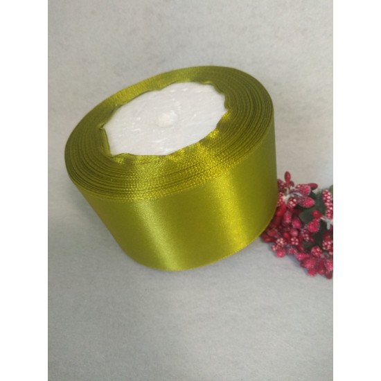 Ленты атласные однотонные 5 см цв. светло-оливковый, цена за 5 м